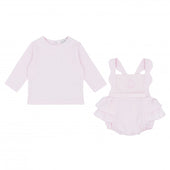 Pastels & Co Baby Girl Pale Pink 2pc Dungaree Romper